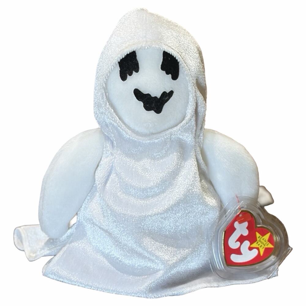 Ty Beanie Baby Sheets Ghost 1999 Halloween White Retired Plush Tag Protector